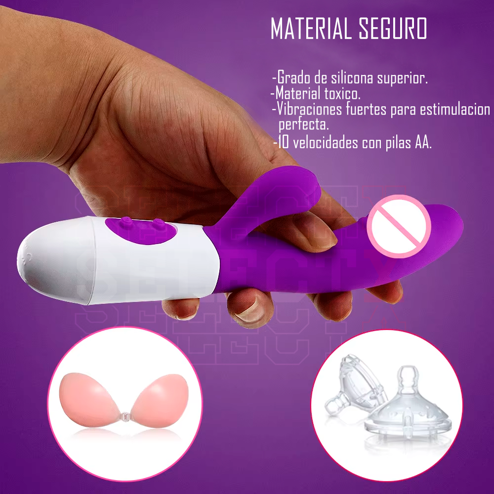 Dildo con estimulador recargable