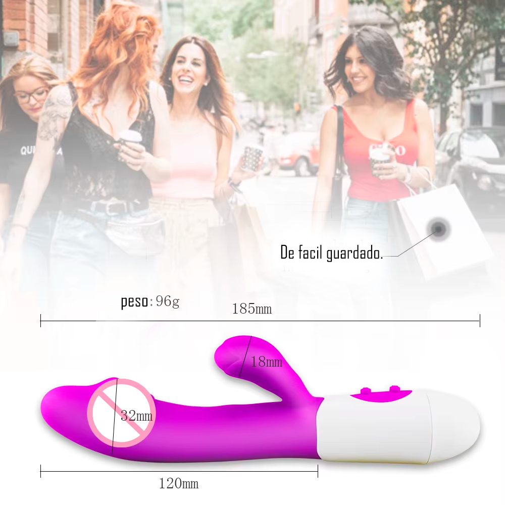 Dildo con estimulador recargable